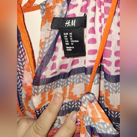 H&M Women's Size 12 Maxi Dress Beaded Festival Boho‎ Colorful Feminine Flowy - Picture 6 of 7